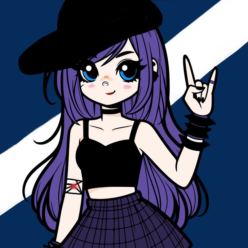 pretty emo girl in rock crop top and skirt