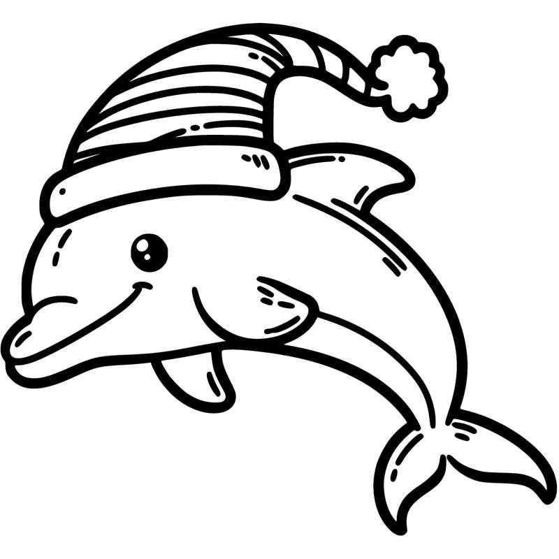 a dolphin with a elf hat