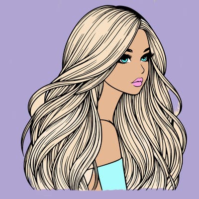 realistic girl with long realistic hair