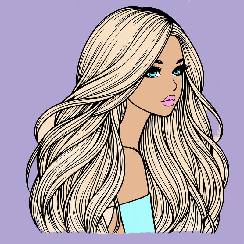 realistic girl with long realistic hair