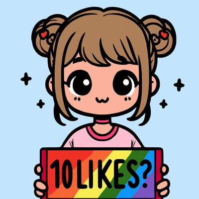 cute girl that is holding a sign that says 10 likes?