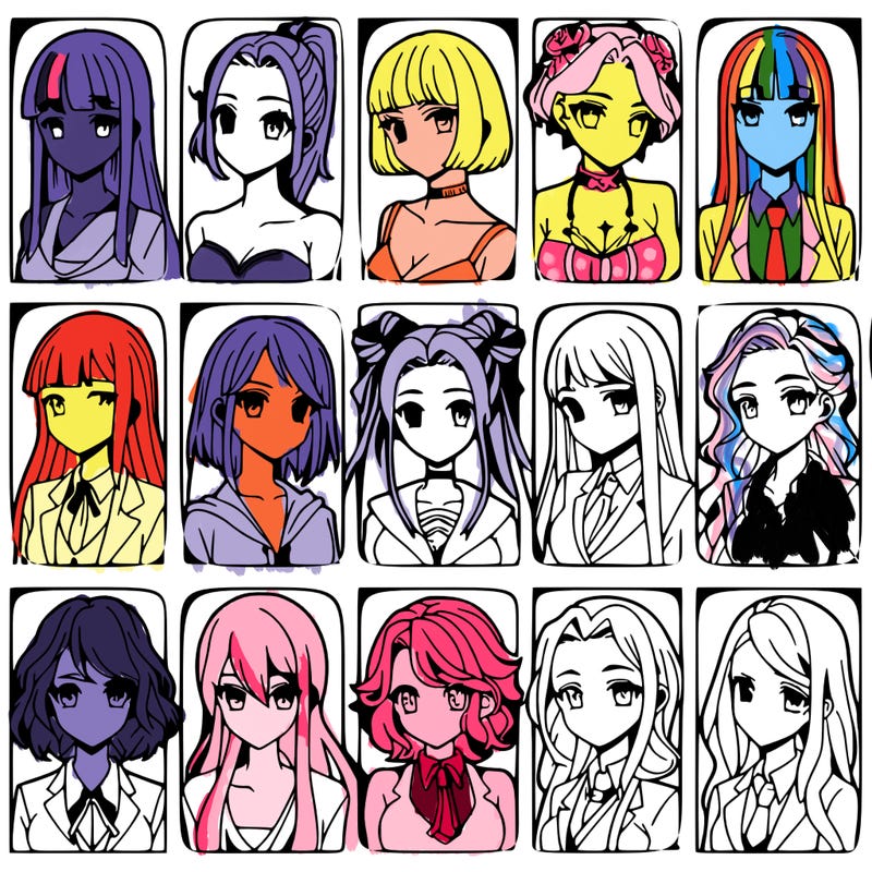 girls that look diffrent anime