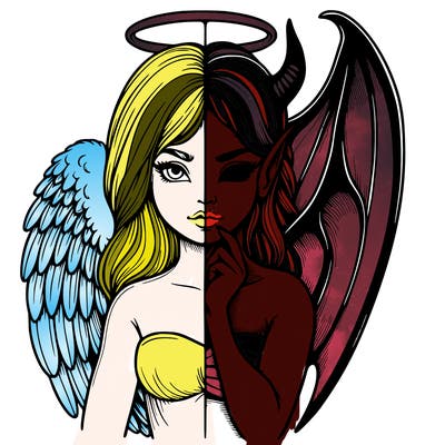 realistic angel half demon