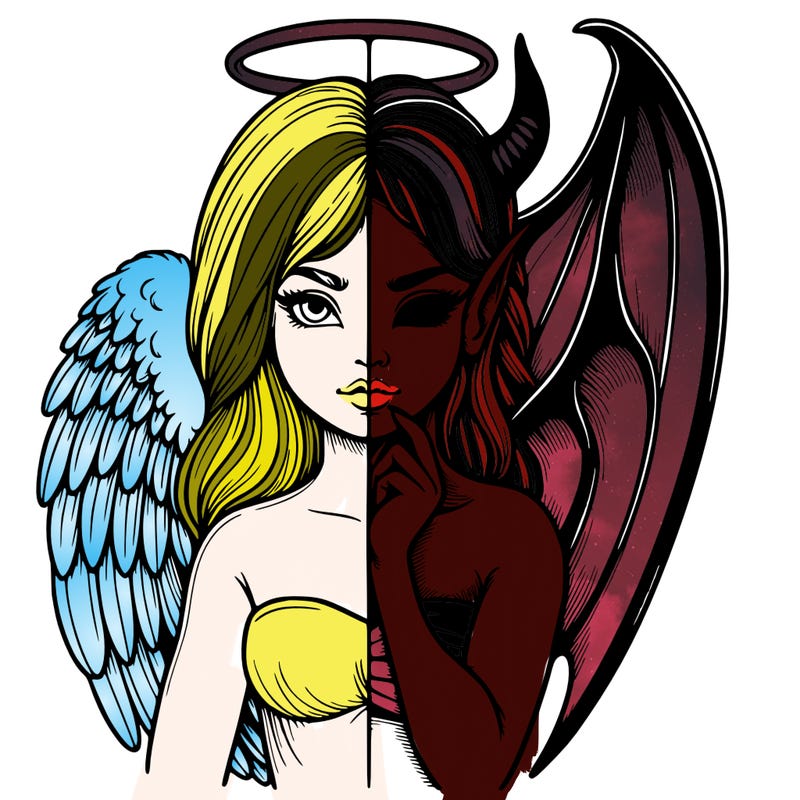 realistic angel half demon