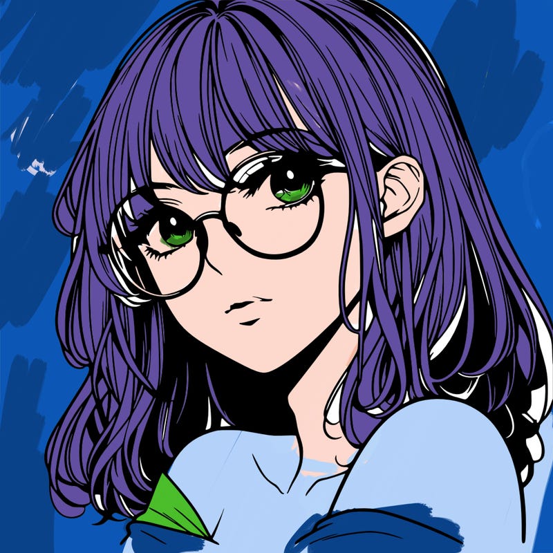 manga woman character with glasses and nice lips