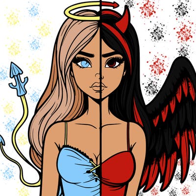 devil vs angel realistic girl