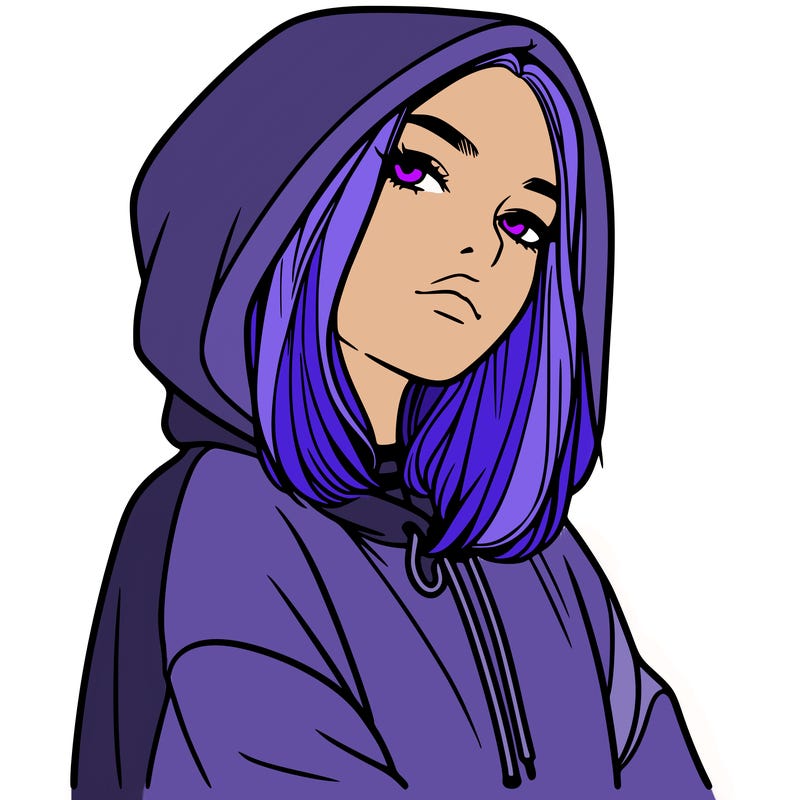 a realistic girl in a hoodie