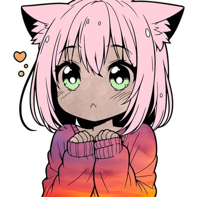 shy anime catgirl