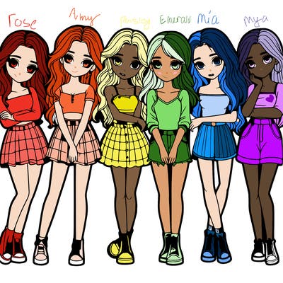 a group of girls realistic