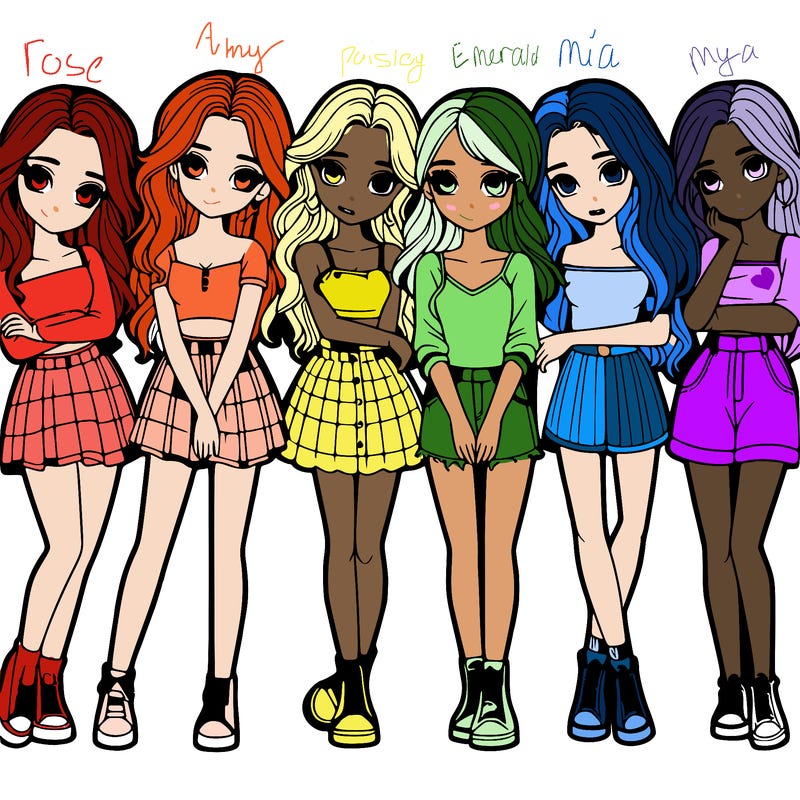 a group of girls realistic