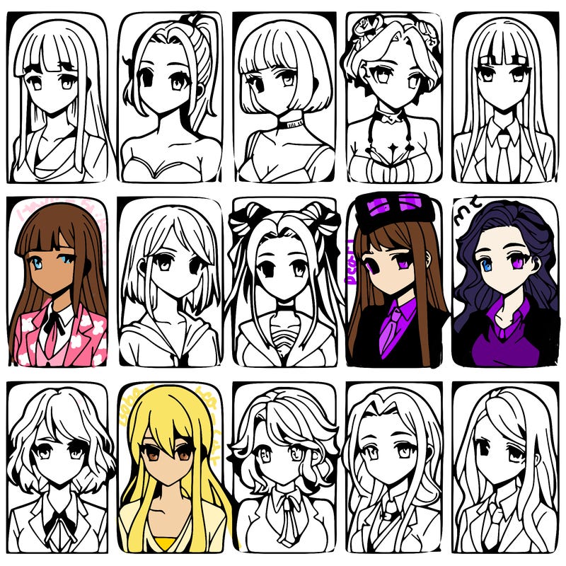 girls that look diffrent anime