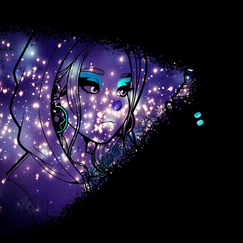 a realistic girl, spray painting