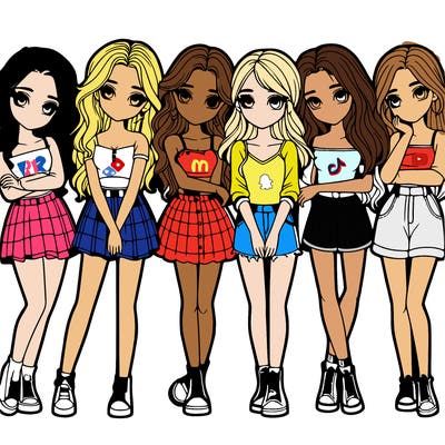 a group of girls realistic