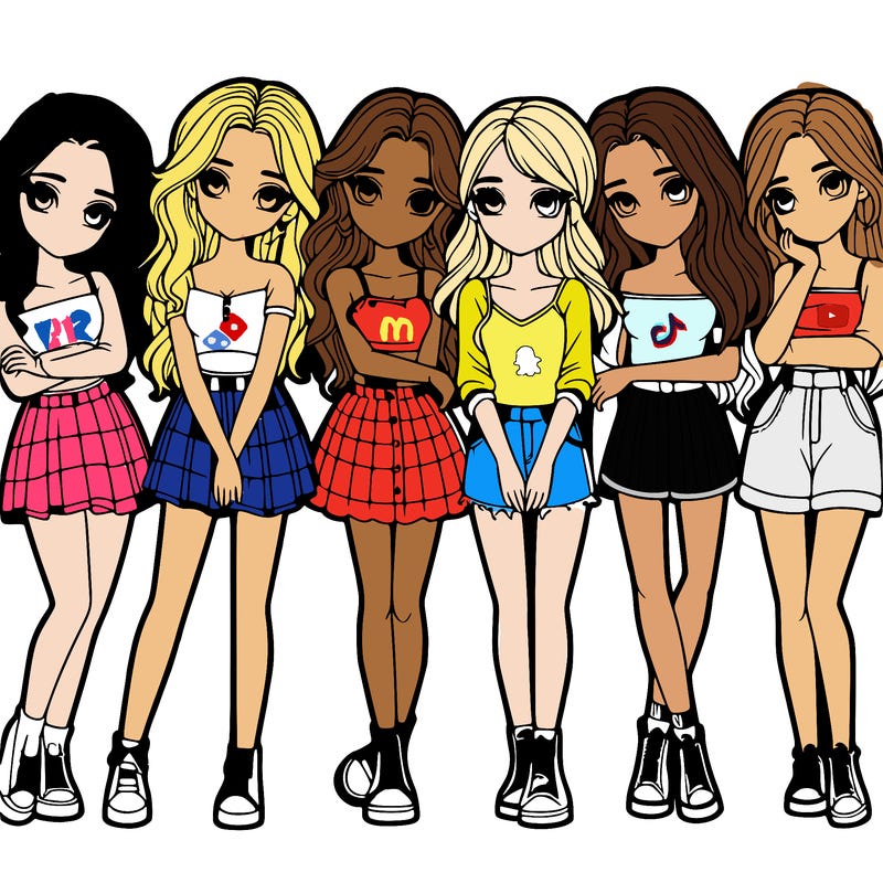 a group of girls realistic