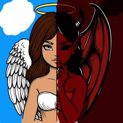 realistic angel half demon