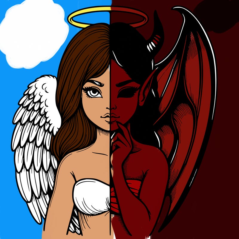 realistic angel half demon