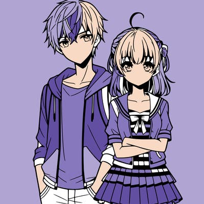 anime teen girl and boy