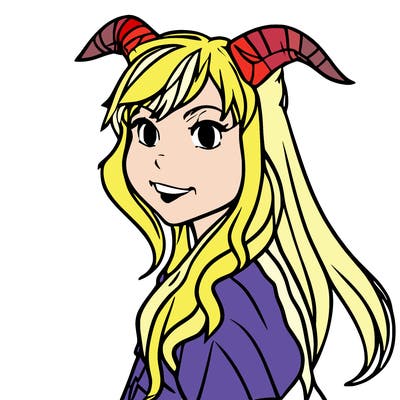 cute teenager girl with small devil horns