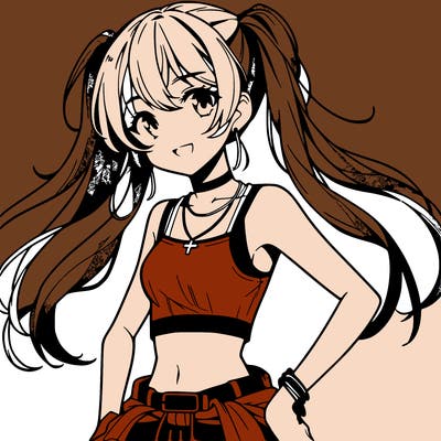 anime girl wearing crop top