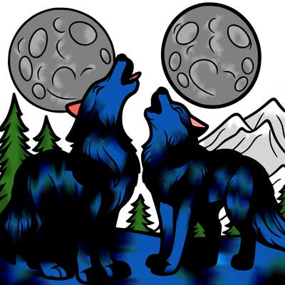 wolfs that are howling at the moon