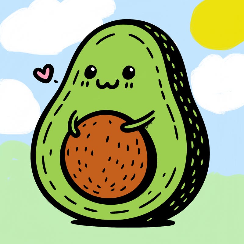 an avocado hugging an avocado