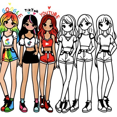 a group of girls wearing crop tops and shorts