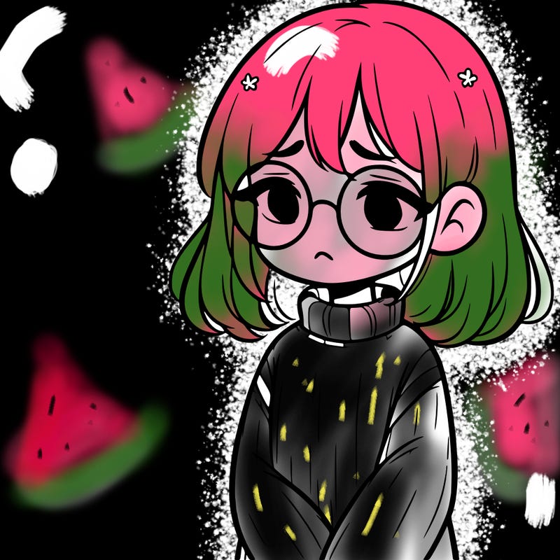 sad girl with glasses in a sweater