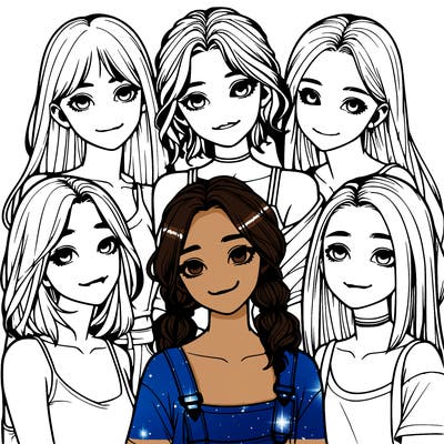 a group of girls realistic