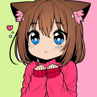 shy anime catgirl