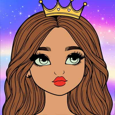 a realistic girl with a crown on