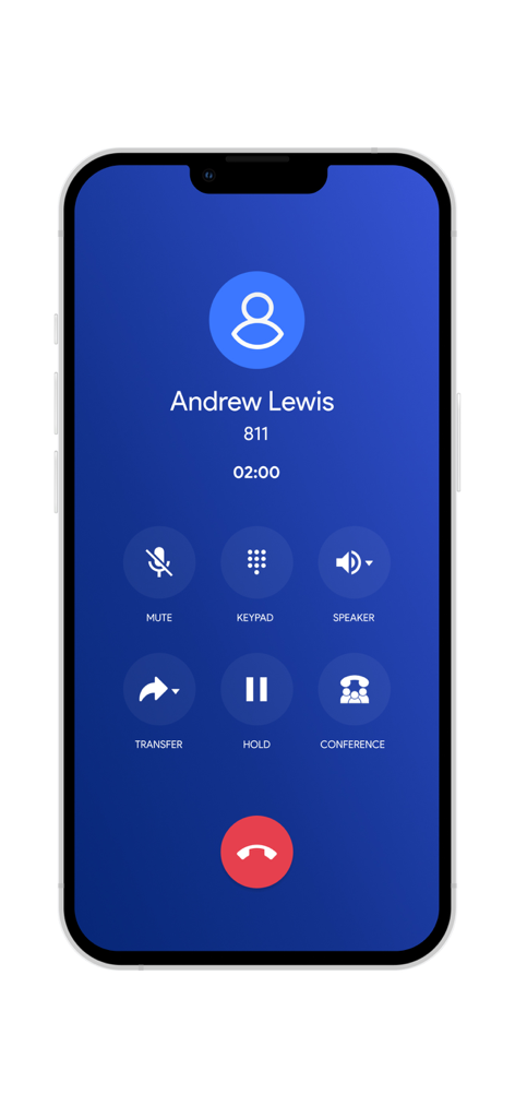 TelebuHub - TelebuHub app showing an active VoIP call screen with options to mute hold and transfer