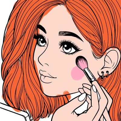 a realistic girl doing her makeup