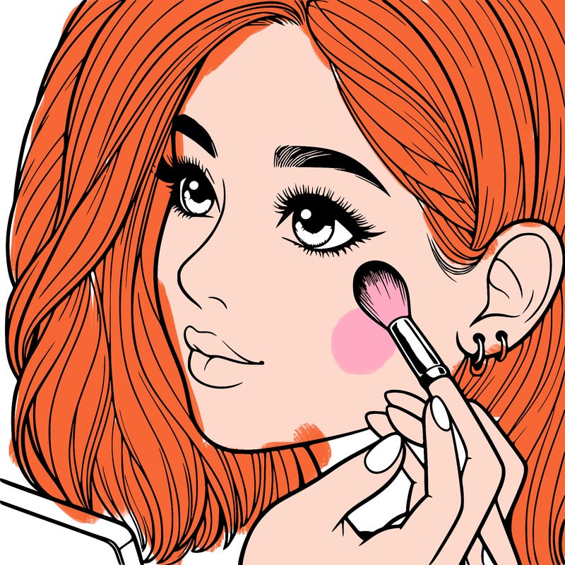 a realistic girl doing her makeup