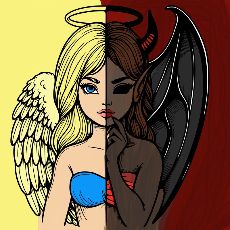 realistic angel half demon