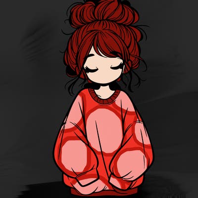 girl with baggy sweatshirt and messy bun