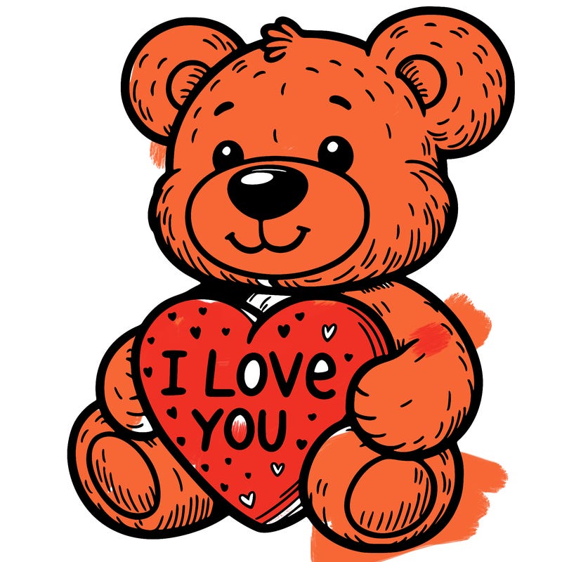 teddy bear holding an i love you heart