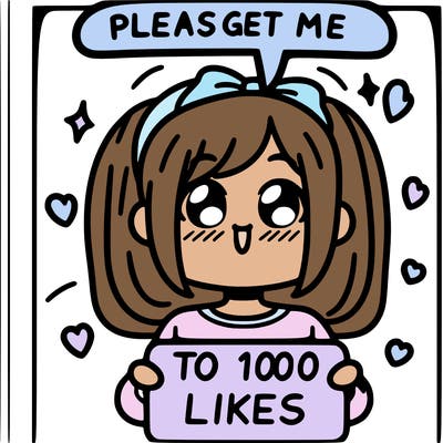 a girl saying please get me to 100 likes