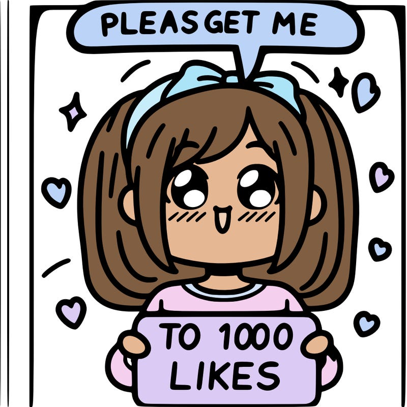 a girl saying please get me to 100 likes
