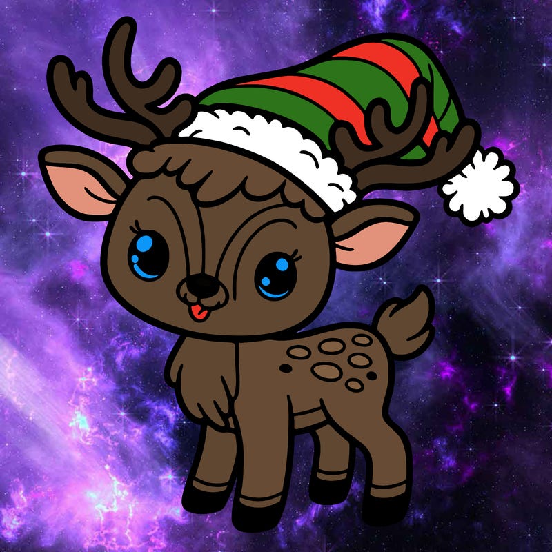 christmas reindeer with santa hat