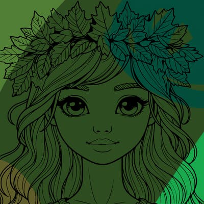 realistic girl with fall leaf crown