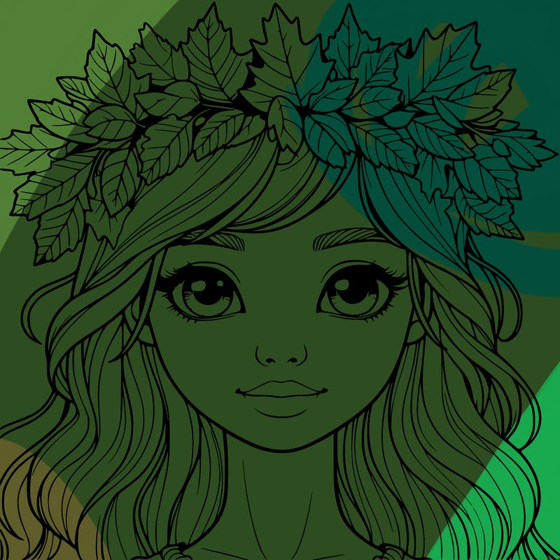 realistic girl with fall leaf crown