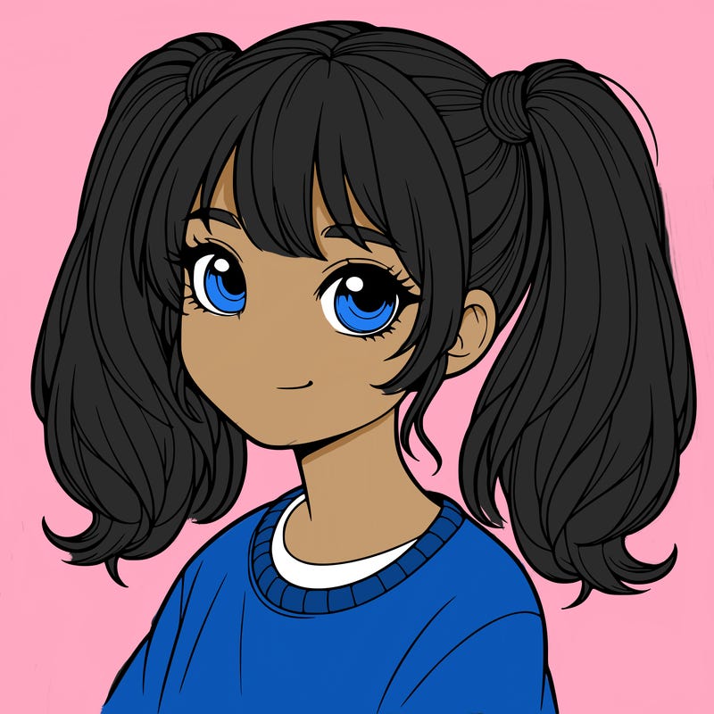 realistic girl with pigtails