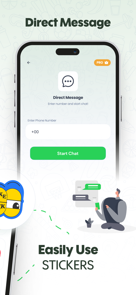 Direct message screen and sticker feature interface in the Dual Messenger Web Clone app.