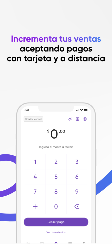 Konfio mobile app screen showing a numeric keypad for accepting business card and remote payments