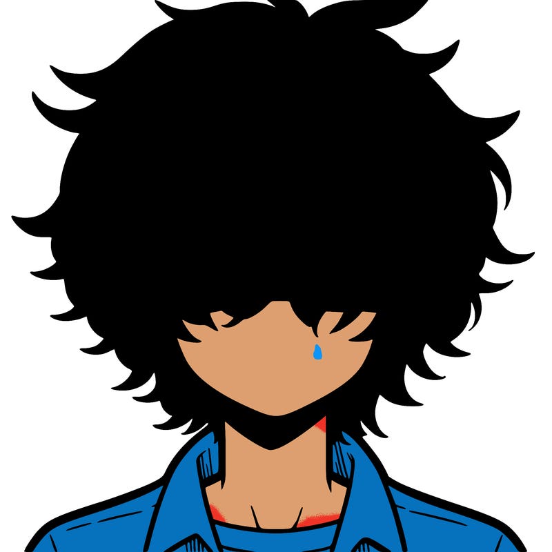 manga boy fluffy hair covering his eyes