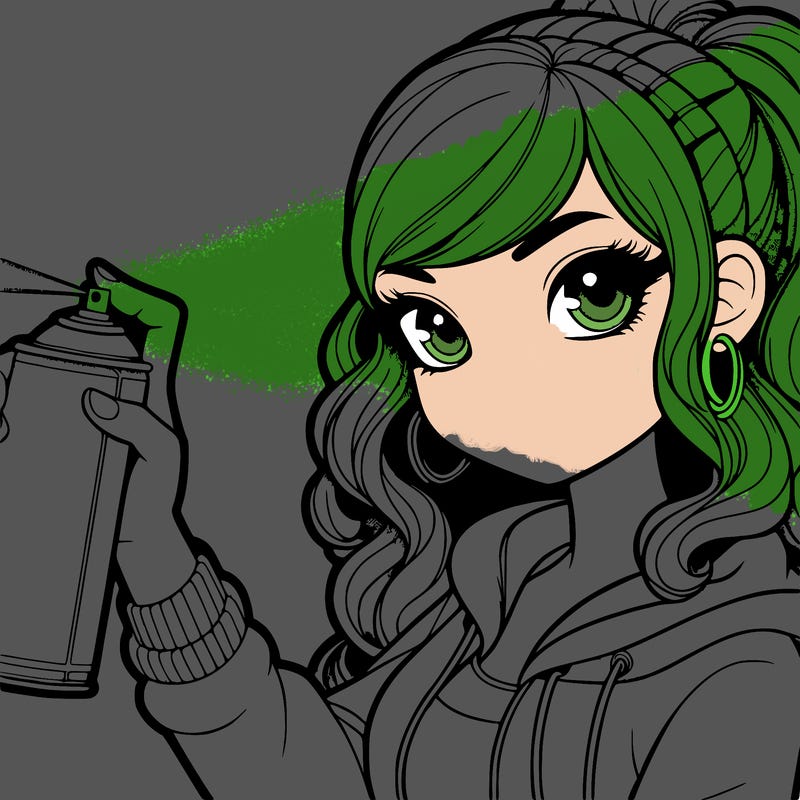 realistic girl spray painting