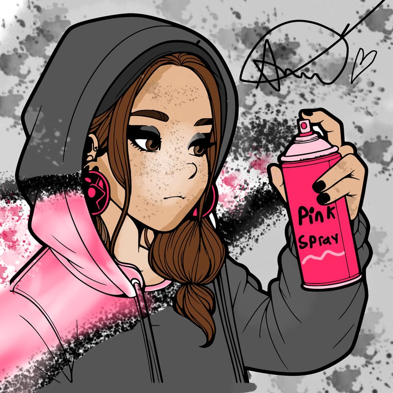 a realistic girl, spray painting