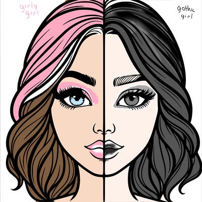 realistic girl split half