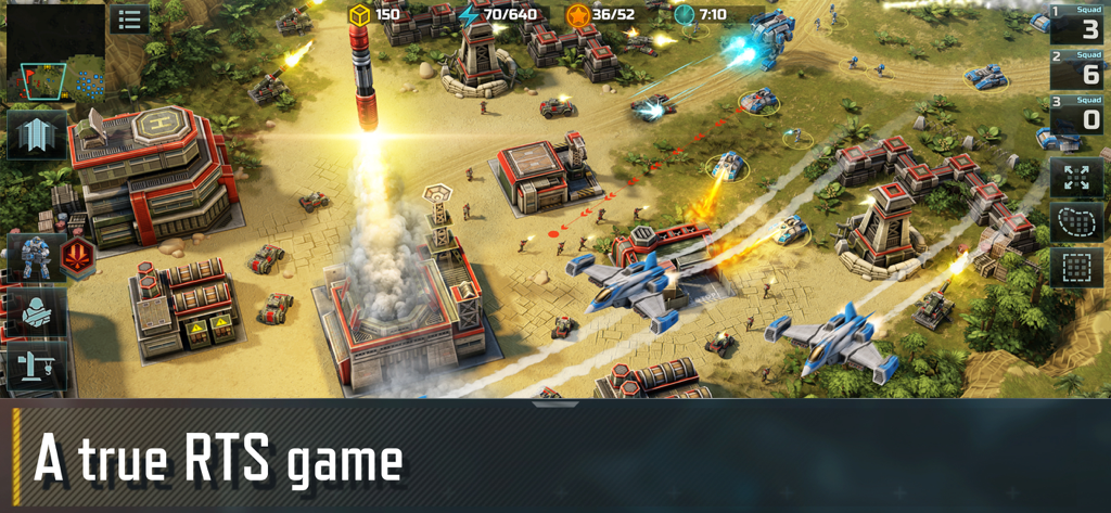 Batalla militar táctica con unidades aéreas y terrestres en Art of War 3