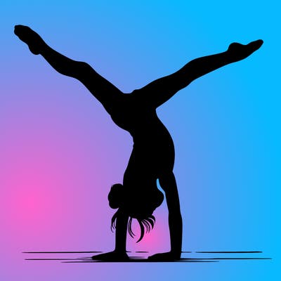 realistic gymnastic hand stand girl in four splits